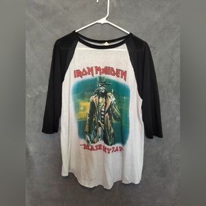 Vintage 1988 Iron Maiden Raglan Tshirt "Make My Day"